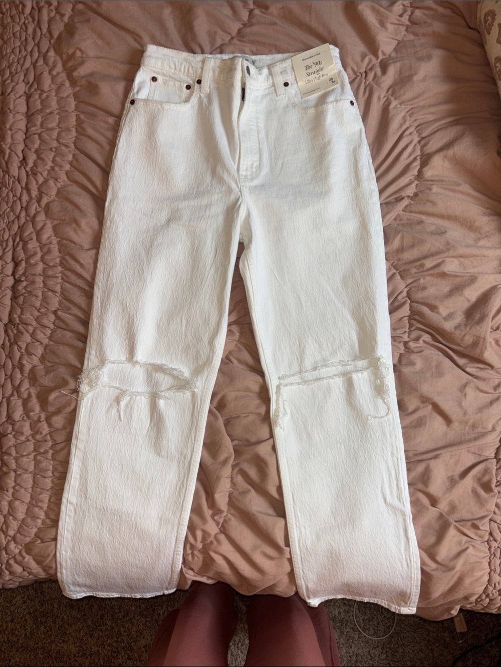 Abercrombie & Fitch White Ultra High-Rise Straight Jeans - Picture 6 of 6